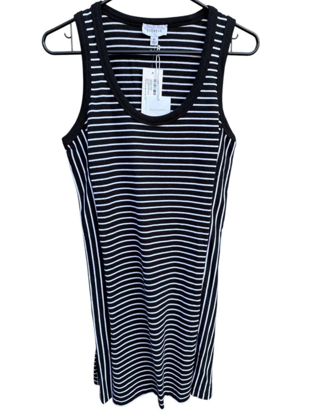 NWT EVEREVE CHARLIE Scoop Neck Pima Cotton Dress Stripe Size XS Retail $98.00